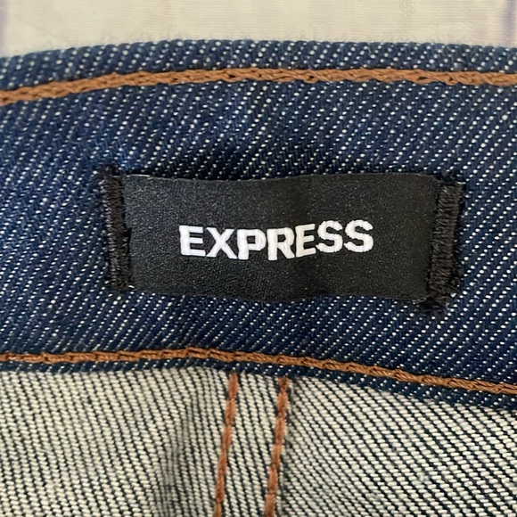 ExpressMom Jeans Women's Navy Denim Buckle Waist High Rise Straight Leg, Size 2R - Picture 7 of 10